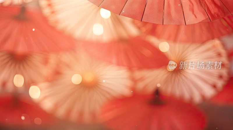 喜庆新春，唯美油纸伞背景