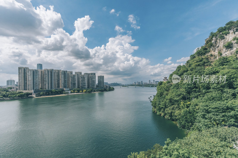 广西柳州城市风光-山水与建筑