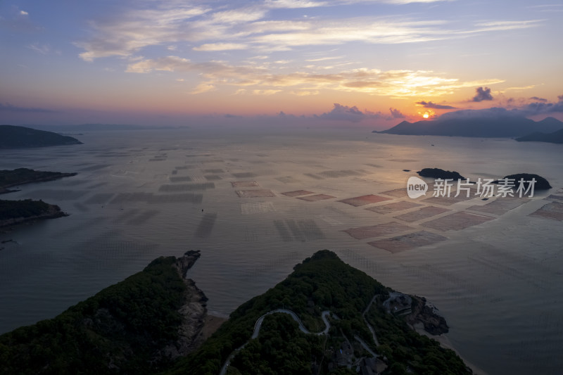 霞浦三沙花竹村海上滩涂日出朝霞自然风光