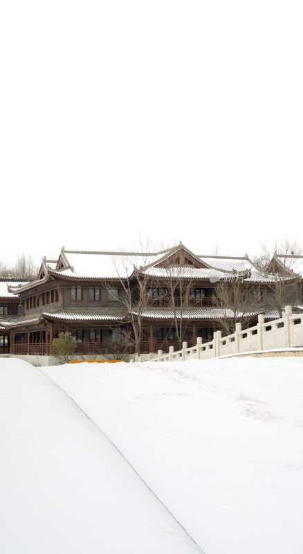 园林景观建筑摄影 传统建筑  雪景