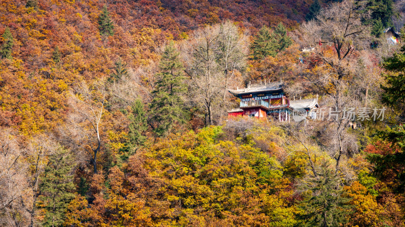 兴隆山秋季山间古寺