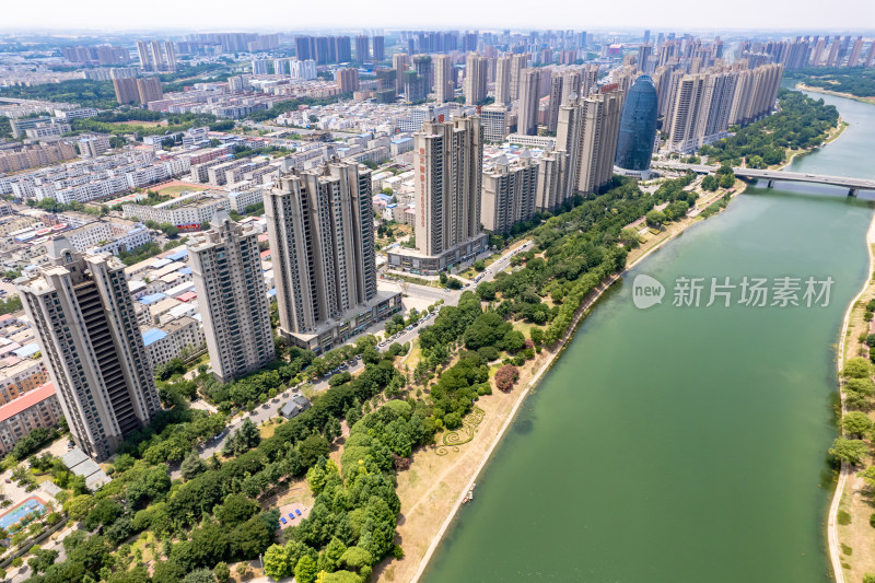 河南漯河城市绿化植物航拍摄影图
