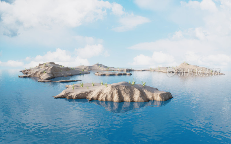 户外地形与湖面3D渲染