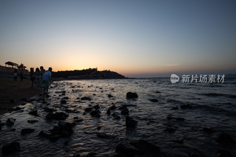 山东烟台蓬莱蓬莱阁防波堤自然建筑景观