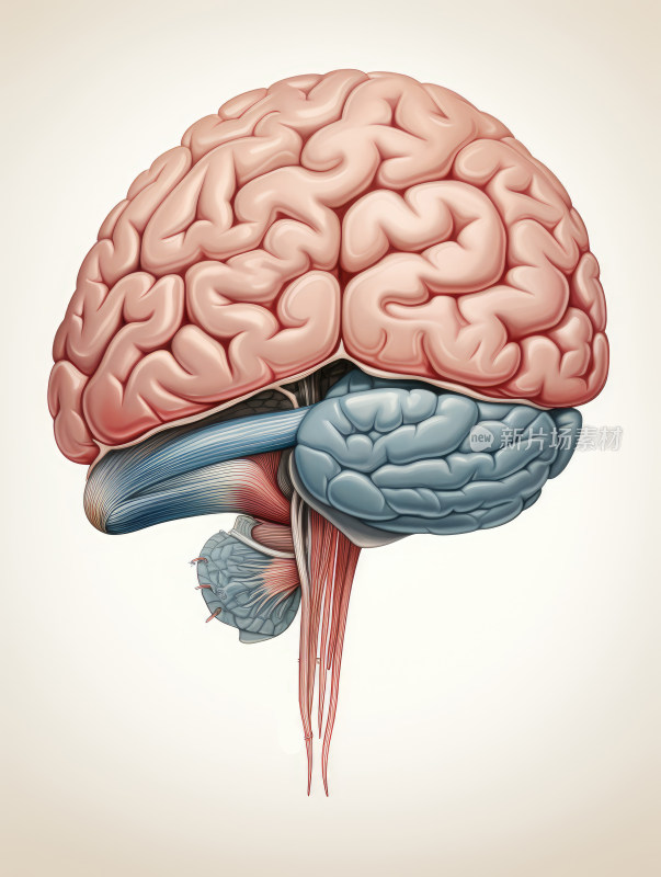 医学科普插图，人类大脑组织结构