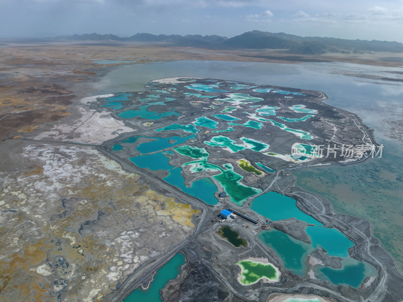 青海海西州察尔汗盐湖网红多颜色高空航拍