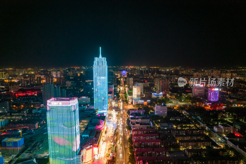 河北保定万博广场夜景航拍摄影图