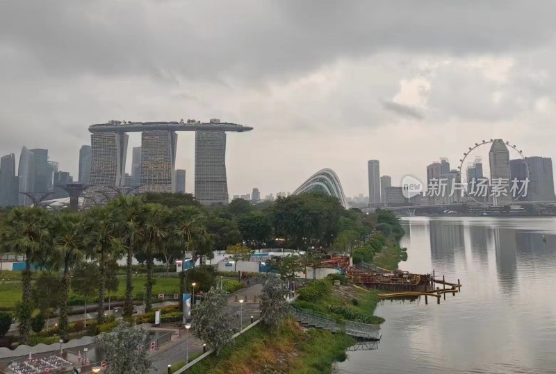 新加坡滨海湾城市风光全景