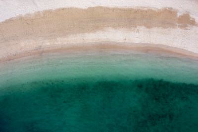 中国香港西贡海滩海水清澈航拍风光