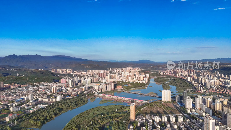 陕西宝鸡城市建设航拍图