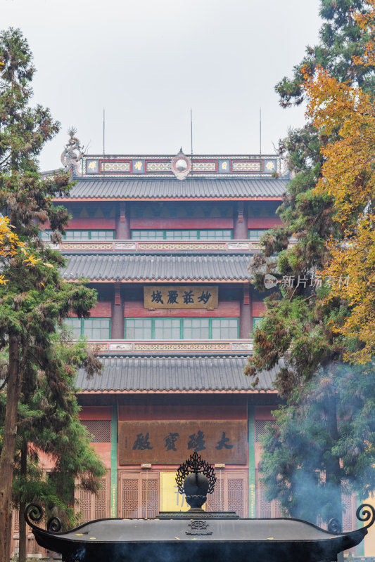 杭州灵隐寺佛寺建筑与树木