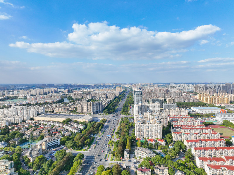 航拍昆山城市大景风光