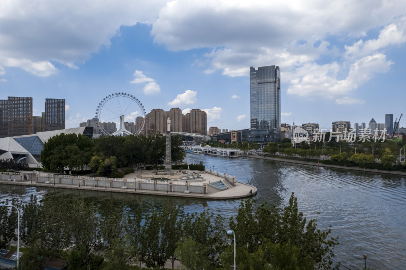 南北运河引滦入津海河天津之眼城市风光航拍