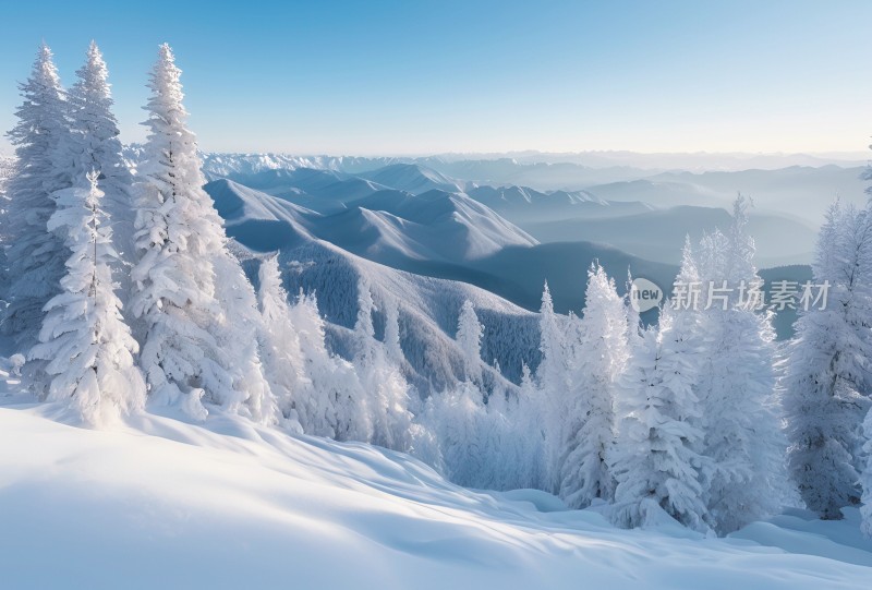 冬季森林白雪覆盖风景