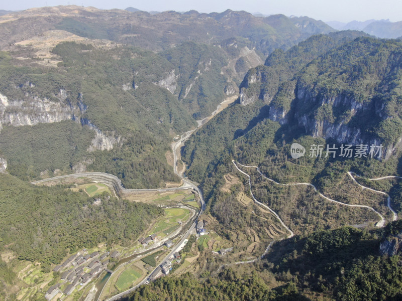 湖南湘西矮寨奇观 A景区航拍摄影图