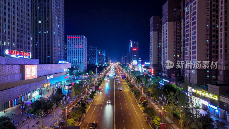 四川内江城市夜景灯光航拍图