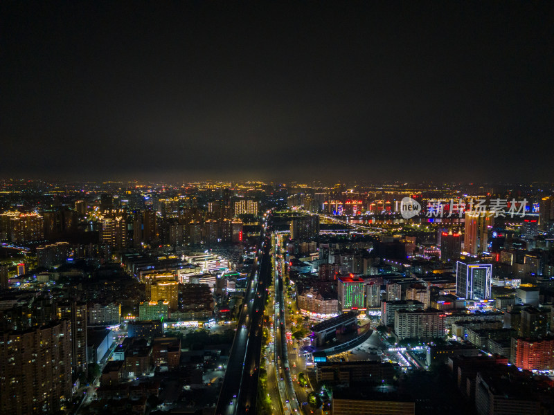 福建泉州城市大景夜景航拍图