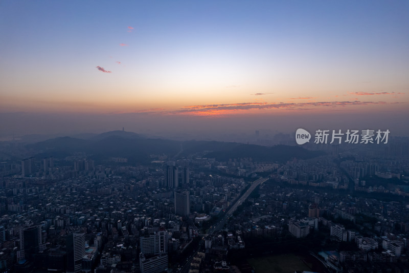 广东江门城市晚霞航拍摄影图