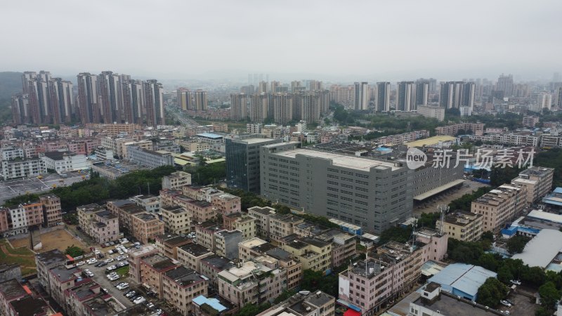 航拍广东省东莞市清溪镇城市风光