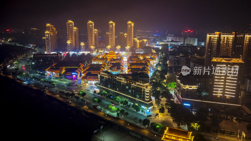 江西樟树三皇里旅游休闲街区夜景航拍