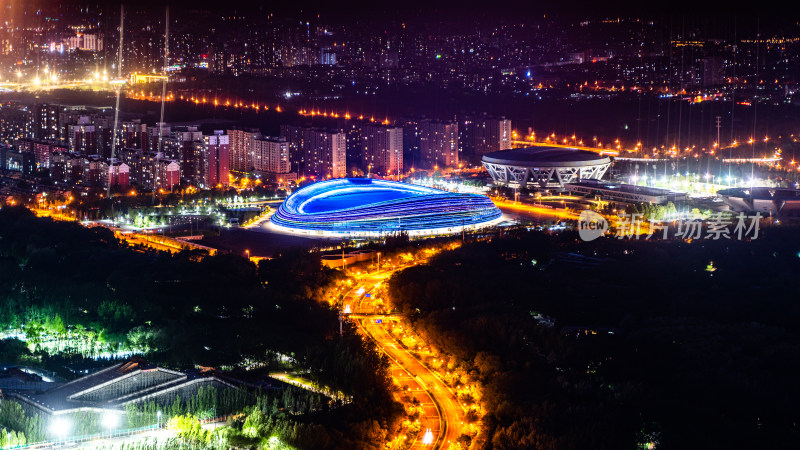 国家速滑馆冰丝带城市夜景灯光