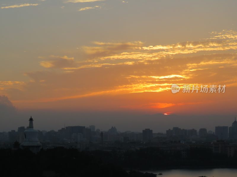 北京景山公园日落风景