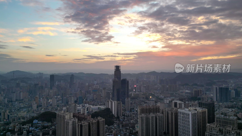 航拍贵阳火烧云贵阳大景