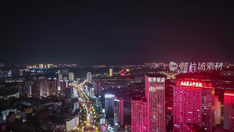 航拍四川泸州夜景泸州城市建设