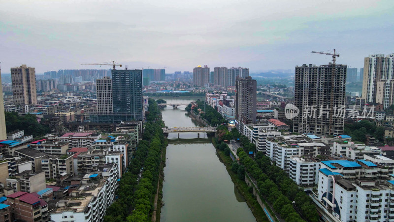 航拍湖南邵阳绍水风光带