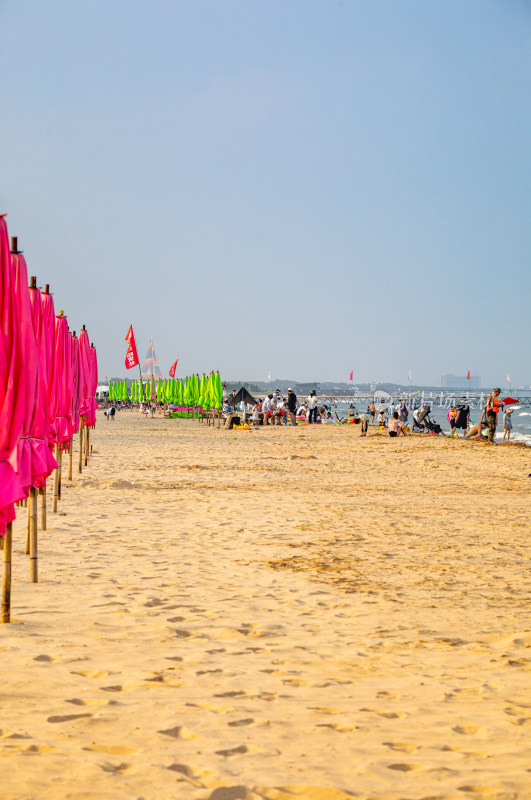 山东日照金沙滩海滨海岸海滩景观