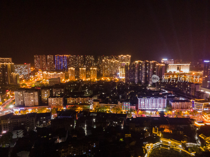 航拍湖南湘西吉首城市夜景