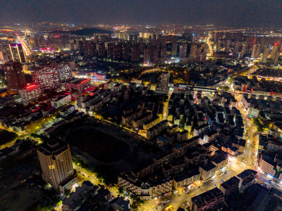 芜湖城市夜景灯光航拍图