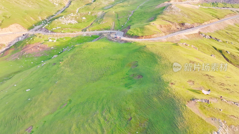 新疆伊犁高山草原牧场航拍