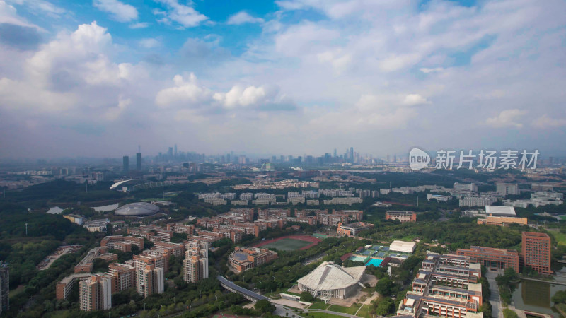 广州城市大景大学城航拍图