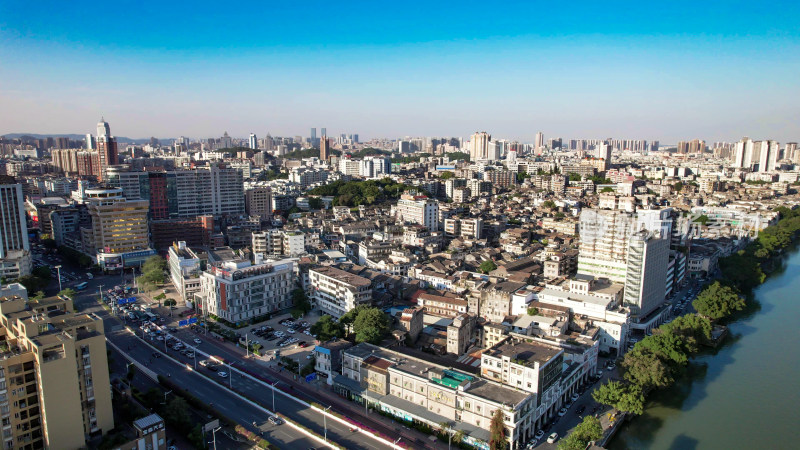 广东江门城市风光航拍建筑