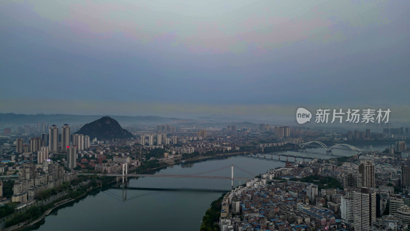 广西柳州城市清晨航拍