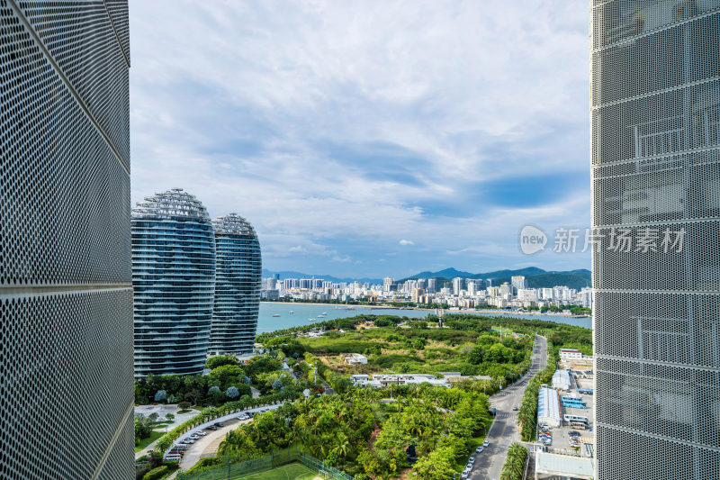 三亚市三亚湾地标建筑凤凰岛酒店建筑特写