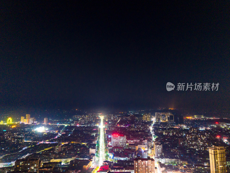 航拍黄梅县城夜景