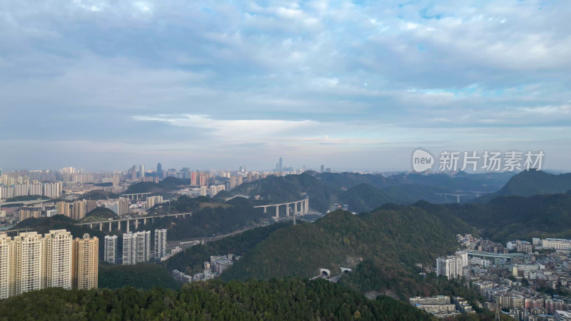 航拍贵阳大景云贵山山头公园