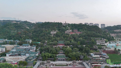 甘肃兰州白塔山公园兰州白塔寺航拍