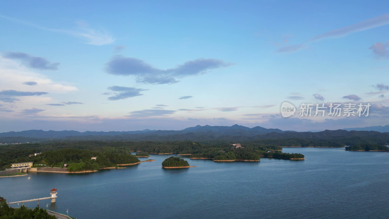 航拍湖北随州琵琶湖风景区