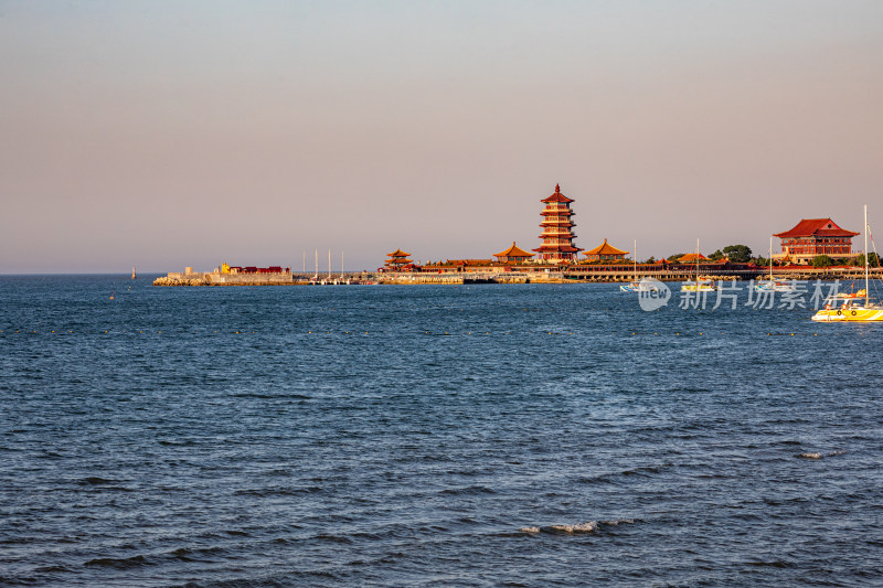 山东烟台蓬莱阁八仙过海景区海天之间海鸥