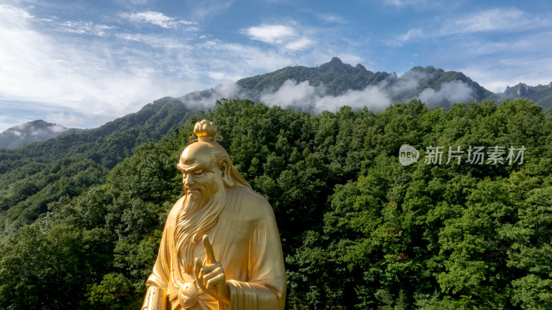 洛阳老君山景区老子雕像航拍