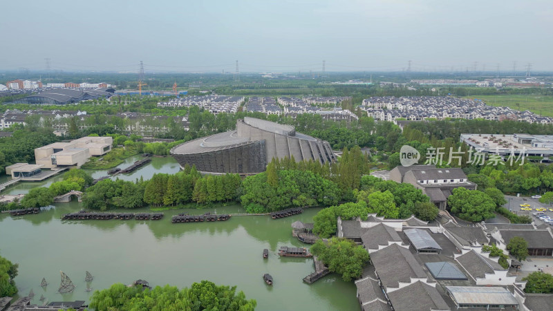 航拍浙江乌镇5A景区乌镇大剧院