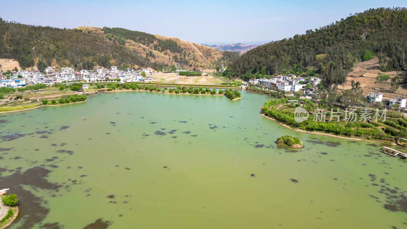 云南弥勒锦屏山后海景区航拍