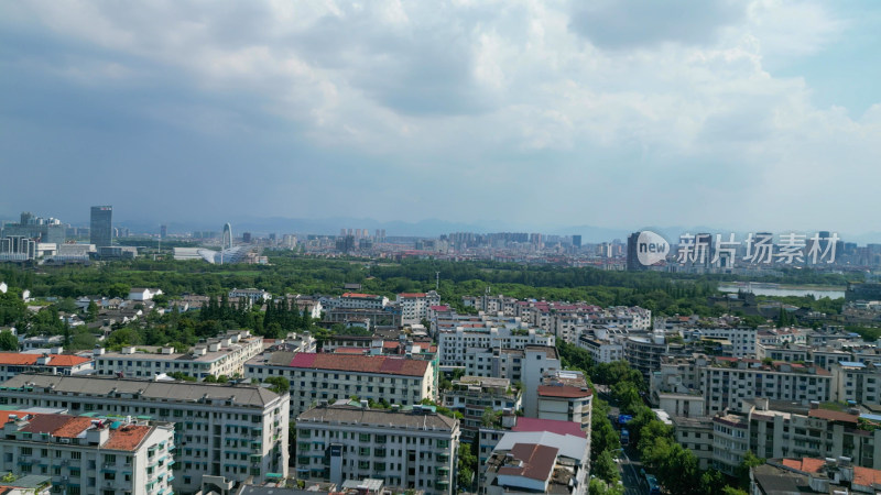 航拍金华城市建设城市风光