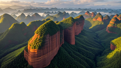 丹霞地貌山峦云海风光