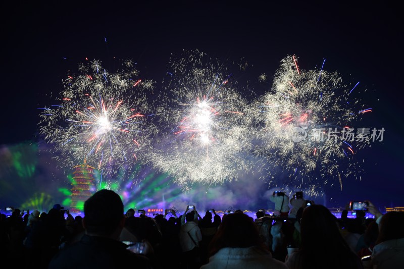 夜空中绽放的绚烂烟花