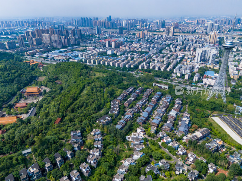 四川德阳城市绿化建筑航拍图