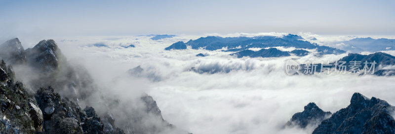 山脉大雪云海航拍辽阔高远壮观背景自然风景